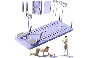 EFGETD Pilates Reformer Board Set Automatic Rebound Ab Roller Board Foldable Abdominal Board Exercise Machine for Home with Elbow Support and Resistance Bands