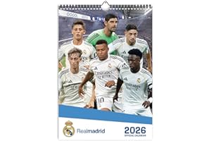 Grupo Erik A3 Wall Calendar 2026 - Real Madrid Calendar 2026 Month To View | A3 Wall Planner, Family Planner Monthly | Real Madrid Gifts Under 10 Pounds, Football Gifts For Friends