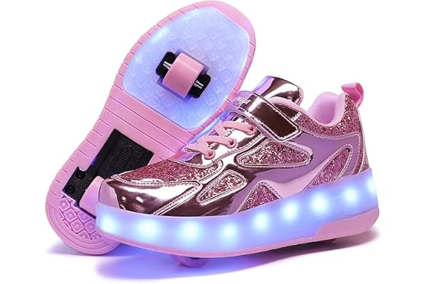 Skor för pojkar med hjul, skor med ljus, 2 i 1 för barn, med hjul, för skateboardåkning, sneakers