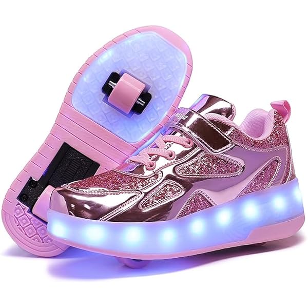 Mateju Kinderrolschaatsschoenen voor meisjes en jongens, 2-wielig skateboarden, parcourschoenen, uniseks, intrekbare skate-sneakers