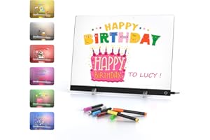 ‎BAILKIND LED Notiztafel mit Farben, Acryl Whiteboard mit 6 Farbmodi Neon-Leuchttafel, 35x25 cm Nachtlicht oder Deko für Zuhause/Büro/Geschäft/Geschenk – Touch-Bedienung inkl. 5 abwischbaren Markern