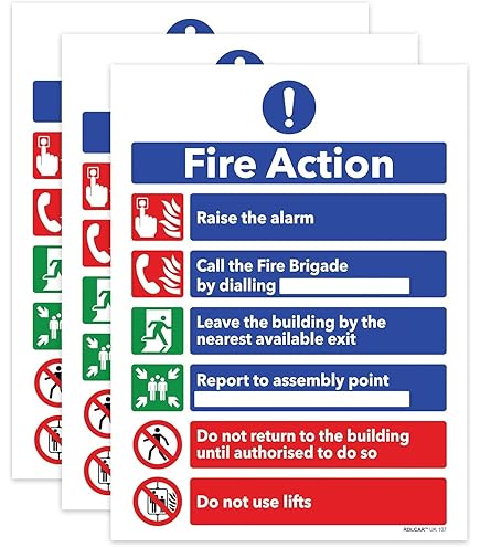 Cartello Antincendio 'Fire Action' In Plastica 150x200 Mm - Vsafety 12006, Conforme Norme EN ISO 7010
