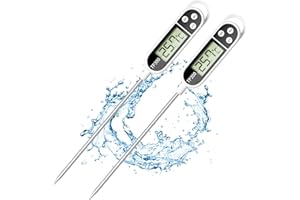 Firschoie 2 piezas Termómetro digital para cocina, Termómetro para cocinar a la parrilla con sonda larga, Precisión de la sonda alimentaria de 0,1°C, Termómetro de cocina para cocinar, hornear y asar