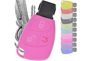 MT KEY Key Soft Case Cover Funda Protectora Llave del Coche para Mercedes Benz W204 W245 S203 A209 Clase C CLK SLK W211 W203 W169 Clave de Sol/Color: Rosa