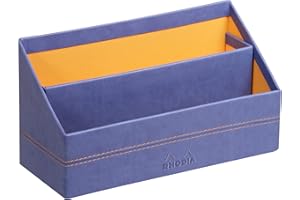 RHODIA 318848C - Porte-Courrier Saphir - 25 x 10 x 14 cm - Piqûres Sellier Orange - Extérieur Simili Cuir - Collection Home Office rama - Organisation de Bureau & Rangement Design