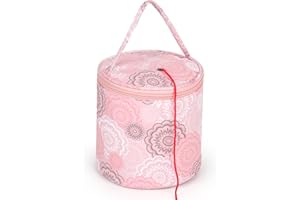 Aeelike Petit sac de rangement pour fil à tricoter et crochet, sac de rangement pour petits projets en déplacement, sac de laine pour tricot, crochet, sac de voyage portable - Rose