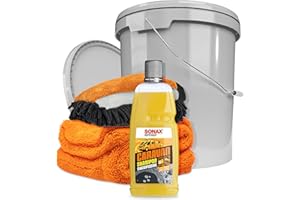 autopflege Juego de limpiador para caravanas Sonax Caravan de 1 l, guante de lavado, paño seco y cubo de lavado de 16 l con tapa, limpiador de caravanas