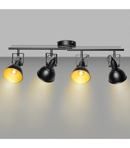 Plafondlamp Svanfolk, plafondlamp van metaal/hout in wit/natuur, 2 lampen, met verstelbare spots, 2 x E14-fitting, retro/vintage design, zonder gloeilampen