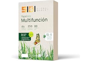 SIDI GLOBAL MARKET Papel Reciclado, Papel din A4, Paquete de Folios A4 80gr, Papel para Fotocopias e Impresora, 250 Folios A4 100% Fabricado con Papel Reciclado · SIDI (1 paquete)