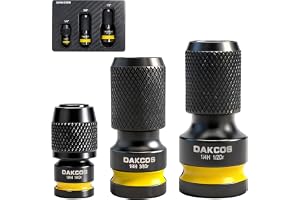 DAKCOS Hylsadapter för bits, fyrkant 1/2, 3/8 och 1/4 tum till sexkant 1/4"