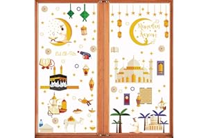 ‎KOIROI Ramadan Fensteraufkleber, 196 Stück Fensterbild Eid Mubarak, Ramadan Eid Mubarak Dekoration Fensterbilder Stern Halbmond, Ramadan Eid Mubarak Dekorationen, Fensterdeko Muslimische