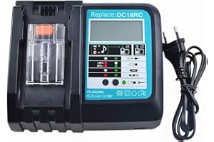 YASI MFG Cargador de Repuesto Makita 18 V DC18RA DC18RC para Makita BL1830 BL1850 BL1815 BL1430 BL1450 BL1415 14,4-18 V