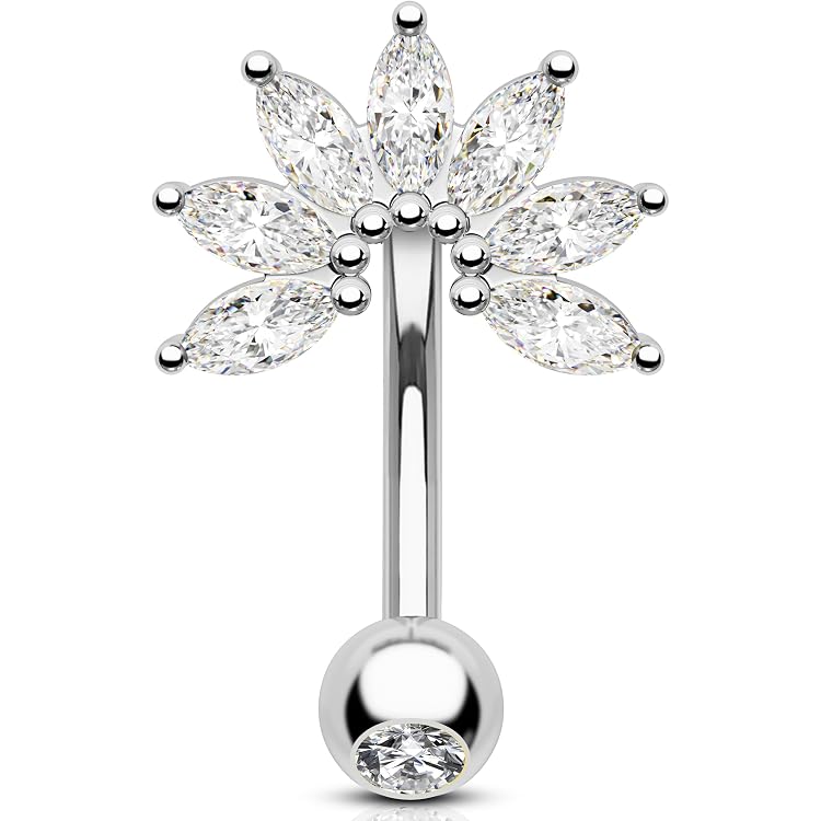 Piercing Courbe Rook 16G En Acier Inoxydable 316L - Pour Cartilage, Sourcil, Helix - Zircone Transparente, Filetage Intérieur 8 Mm
