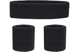 ‎FACATH FACATH Gestreiftes Schweißband-Set Sport-Stirnband-Armband-Set Frottee-Armband Sportübungs-Basketball-Armband-Stirnbänder