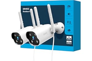 GNCC GT1PRO Kit 2 Telecamere Wi-Fi Esterno 2K, Fisso Videocamera Sorveglianza, IP65, Visione Notturna IR, Rilevamento Movimento, Audio Bidirezionale, 24/7, 2.4G, Notifiche APP, Compatibile con Alexa