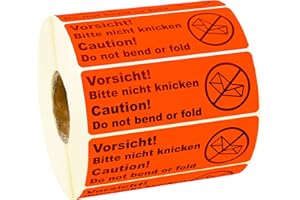 Prolac Versandetiketten Vorsicht Bitte nicht knicken! – praktische Etiketten selbstklebend auf einer Rolle – permanent haftende, hochwertige Paketaufkleber