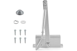 Holdfiturn Door Closer Oxidized Cast Aluminum Closers for Interior Automatic Hydraulic Adjustable Speed Soft 25-45kg Residential and Commercial Fire Doors Use, Silver