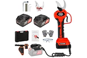 BILIVRY Tijeras de Podar Electricas,Tijeras de podar de hasta 40 mm de diámetro de corte, 2PCS tijeras de podar recargables de 3000 mAh con cable de extensión de 1.2 m Tijeras Eléctricas de Podar
