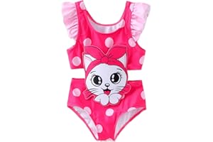 PATPAT Traje de baño de una pieza para niña con corte de estilo - Modeste traje de baño para 2-6 años