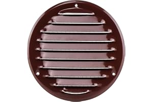 STEINBERG14 Rejilla de Ventilación Redonda 125mm - Chapa de Acero - Marron con Mosquitera - Rejillas de Ventilación - Rejilla de Salida de Aire