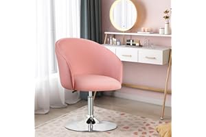 Ckaff Chaise de Coiffeuse, Fauteuil de Bar, Fauteuil Pivotant Réglable en Hauteur, Fautauil de Maquillage, Chaise de Salle à Manger pour Salon Salle à Manger Chambre à Coucher, Rose
