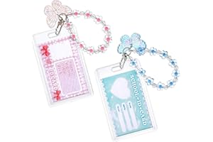 Ptwola 2 Stück Acryl Photocard Holder mit Schlüsselanhänger, Fotokarten Organizer Pendant Badge Card Holder Vertikaler Kartenhüllen Fotokartenhalter für Kreditbrief Bankkarte Studentenausweis