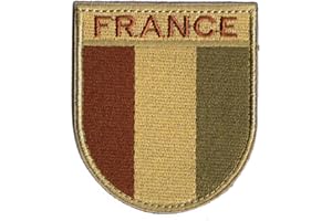 TOPPATCH Ohrong Écusson brodé du drapeau de la France F2/FELIN - Pour uniforme français - Brassard d'épaule pour chapeaux tactiques et équipement avec crochet et boucle (khahi)