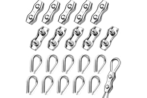 Nadisean 20 Stück Drahtseilklemme 4mm, M4 Seilklemme Set mit 10 Stück Seilklemmen 4mm & 10 Stück Drahtseil Kauschen 4mm, Edelstahl 304 Kabelklemme für 2-3mm Drahtseil Stahlseil Wäscheleine Fixiert