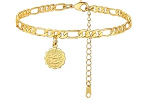 ChainsHouse Figaro Cavigliera Donna Costellazione Zodiaco Personalizzato a Catena Ragazze Adolescenti Spiaggia Vacanze al Mare Gioielli Boho Placcati in Oro 18 Carati Bracciale da 4,5 mm