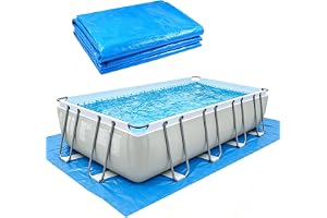 NEWUPZSI pool markpresenning rektangulär 600 x 350 cm pool markduk pool golvskydd poolmatta för ram uppblåsbar pool