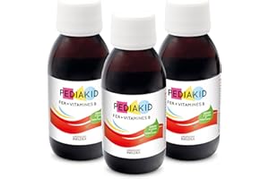 PEDIAKID - Sirop Fer + Vitamines B - Complément Alimentaire Naturel - Formule Exclusive au Sirop d'Agave - Optimise les Apports en Fer - Contribue à Réduire la Fatigue - Goût Banane - Lot de 3