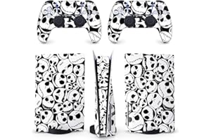 BelugaDesign PS5 Peau de crânes | Gothique Halloween Noël Cauchemar Vinyle Couverture Wrap Autocollant Ensemble Complet Console Contrôleur | Compatible avec Sony Playstation 5 (Norme PS5, Blanc Noir)