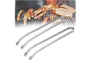 NILUTO 2Pcs BBQ Sausage Turning Tongs, Stainless Steel Kitchen Cooking Tongs, BBQ Tongs for Grilling for Flipping, Steak Clamps, Bacon Clamp, Barbecue Tongs, Turning Tongs for Cooking BBQ Baking Kitchen