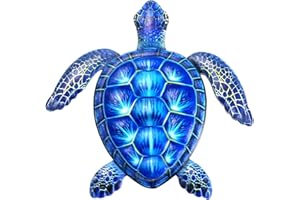 MOVKZACV - Decorazione da parete in metallo per esterni, tartaruga marina, mare, spiaggia, decorazione a tema tartaruga, in ferro, per casa, camera da letto, giardino, colore: blu