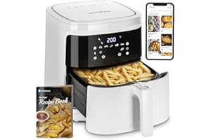 ‎AIGOSTAR Aigostar White Cube, Smart Heißluftfritteuse 7L XXL Friteuse Heissluft 1900W Heissluftfriteuse, APP-Steuerung, 7 Programmen, Warmhalten, 20 Rezepte, 6-10 Personen, Digitalem LED-Touchscreen Air Fryer