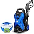 VTOOLS 120 Bar Electric Pressure Washer With 10 Meter Garden Hose, 5 Meter Hose, Soap Dispenser, 1500 Watt, Auto Stop and Self Priming Mode, For Car, Home & Garden, Blue, VT1509-KIT