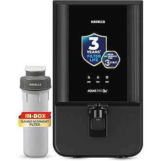 Havells Aquas Pro 3X Water Purifier 7L | RO+ UV+Copper+Zinc | No service cost for 3 Years – Filters included| Free Pre-Filter & TDS Meter | 7 stage| I