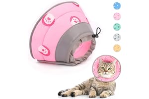 Supet Collerette pour chat, collier réglable, collier de récupération souple après chirurgie et blessures, pour chiots, petits chiens et chats (rose, M)