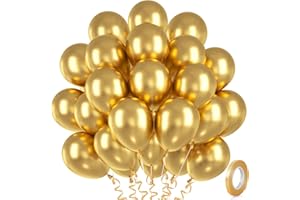 MONTRESTAR Luftballons Metallic Gold, 30 Stück Metallisches Chrom Golden Luftballon Set, Goldene Helium Ballon für Geburtstag Baby Shower Hochzeit Schulfeier Neujahr Silvester Thema Party Babyparty