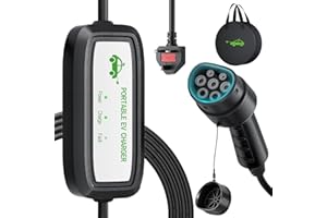 FNRIDS EV Charger Type 2 to 3 Pin Plug 8M, 3 Pin EV Charger 13A, 3.3kW Electric Car Charger with LED Indicators, IP65/IP54 Type 2 EV Charging Cable with Bag for IEC 62196-2 EVs and PHEVs