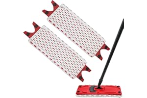 GFRED Lot de 2 Serpillères Balai Recharges en Microfibre Compatible avec Vileda Ultramax 1-2 Spray Mop Têtes de Balai Plates en Microfibre (Rouge&Gris)
