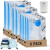 BoxLegend 8 Pieces Vacuum Bags Clothes with Electric Pump | Clothes Storage Bags (4 x 40 x 50 cm, 2 x 40 x 60 cm, 2 x 50 x 70