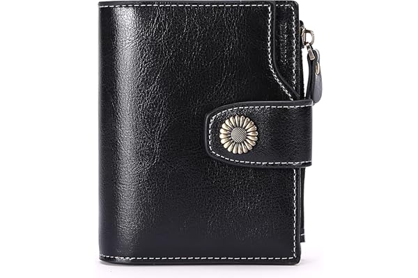 SENDEFN Portefeuille Femme Cuir Véritable en Format Court Portefeuille Femmes RFID Blocage, 16 emplacements pour Cartes y Compris 2 fenêtre d'identification et 1 Poche à Fermeture éclair