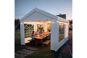 arvioo Party Tent, Make Your Garden a Party Zone, Gazebo 3 x 4 Waterproof, Stable, Winterproof, UV-Resistant with 2 Side Walls and 2 Gable Parts, Marquee Made of Galvanised Steel Poles and PE
