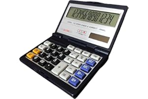 Maizoon Calculadora Plegable con Pantalla Grande de 14 Dígitos Fuente de Alimentación Dual SY de Batería Función de Verificación y Corrección Adecuada para Finanzas Comerciales y Oficina
