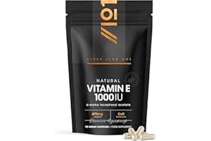 Vitamin E 1000IU D-Alpha Tocopherol – 100% Natural Vitamin E – 90 Vegan Capsules – Highly Absorbable – 3 Month Supply – Protects Cells from Oxidative Stress – by Alpha01