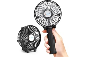 gabless électrique Mini Ventilateur à main USB Portable, 2000mAh Batterie, Ventilateur USB Rechargeable de Table, 3 Vitesses pour Bureau