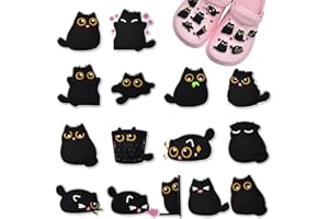Onperpoe 15 Stück Schwarze Katze Schuh Charms für Clogs DIY Schuhanstecker Schuhanhänger Dekoration Schuhdekoration Shoe Charm Anstecker für Erwachsene Frauen Kinder Mädchen
