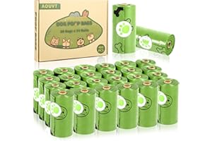 AOUVT Bolsa de Caca, 24 Rollos (480 bolsas), Bolsa de Caca de Perro, Bolsa de Caca de Perro Engrosada, Bolsa Impermeable para Caca de Perro, Duradero y Resistente al Desgarro（Verde）