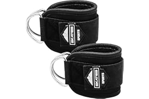 Skates Sports Ankle Straps for Cable Machine Attachment, Adjustable Neoprene Padded, Double D Steel Ring Gym Ankle Cuff for Kickback, Glute Fitness Workout, Leg Extensions, Curls